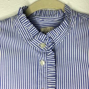 JCrew Women Stripped Ruffled Button Down Blouse